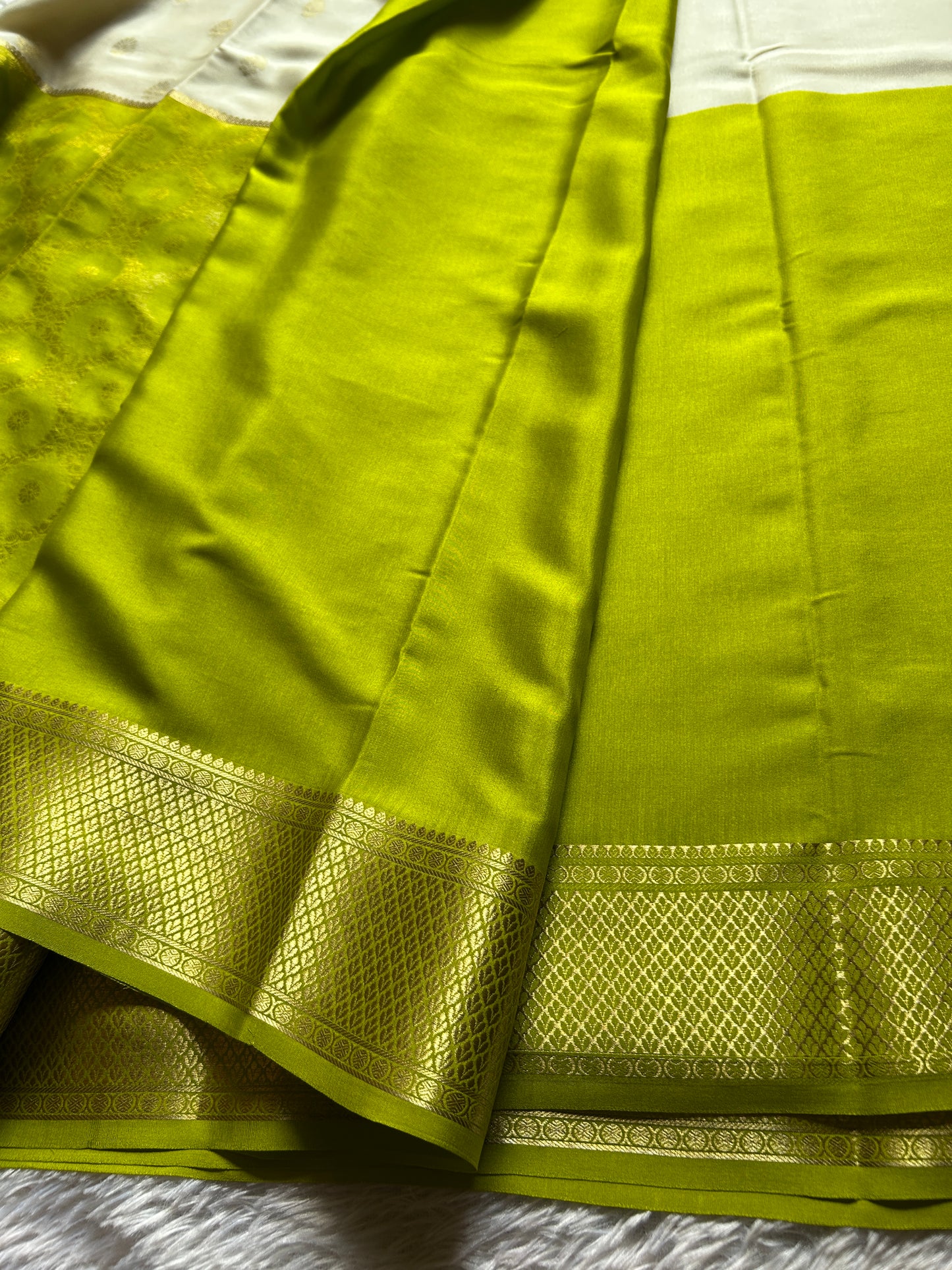 Sparsha (2D) : Brocade Mehendi green-off white