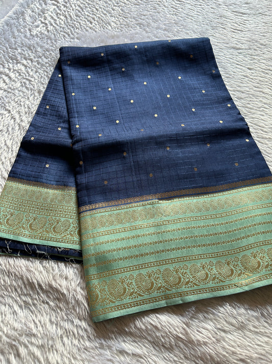 Semi Soft Silk (2D) : Deep blue-aqua mint