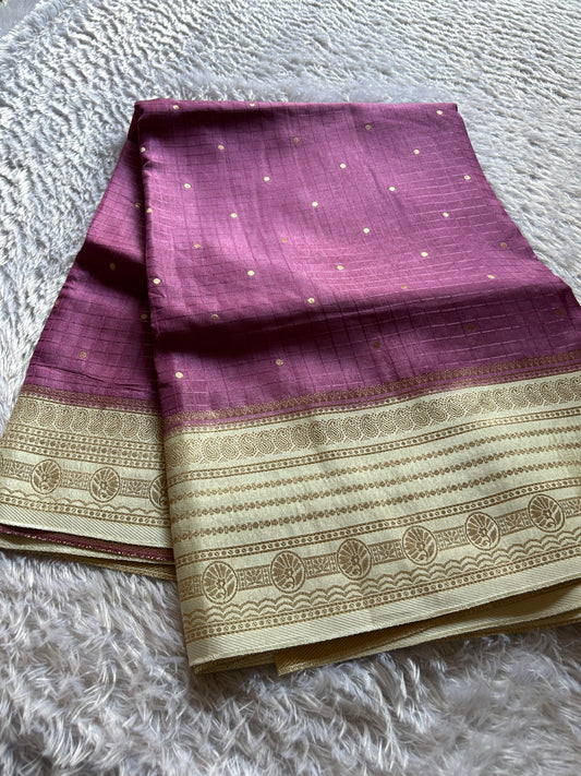 Semi Soft Silk (2D) : Plum-off white