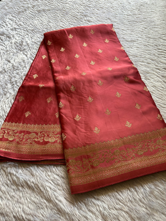 Soft Satin Mashru : Solid Rust orange