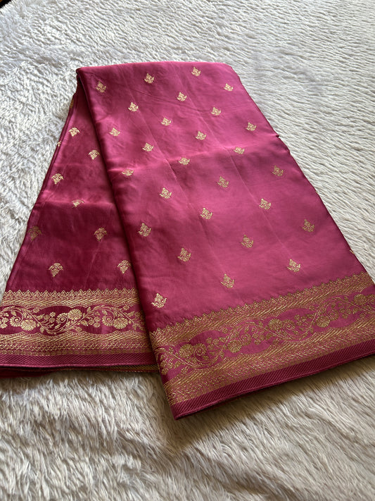 Soft Satin Mashru : Solid Hot pink