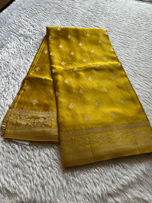 Soft Satin Mashru : Solid Golden yellow