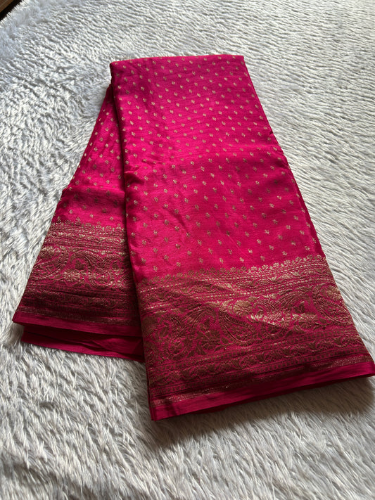 Soft Crepe Banarasi : Solid Pink