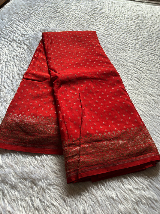 Soft Crepe Banarasi : Solid Dark orange
