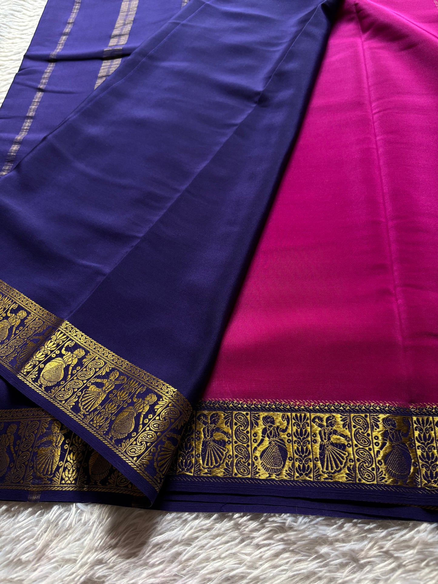 Nartaki (2D) : Rani pink-navy blue