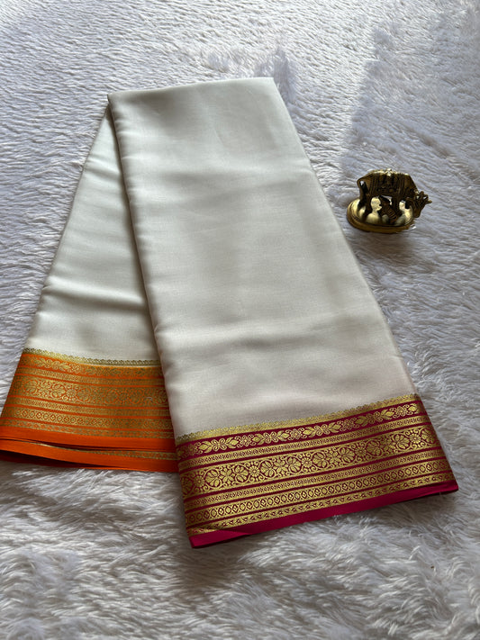 Ganga (3D) : Off white-orange-pink