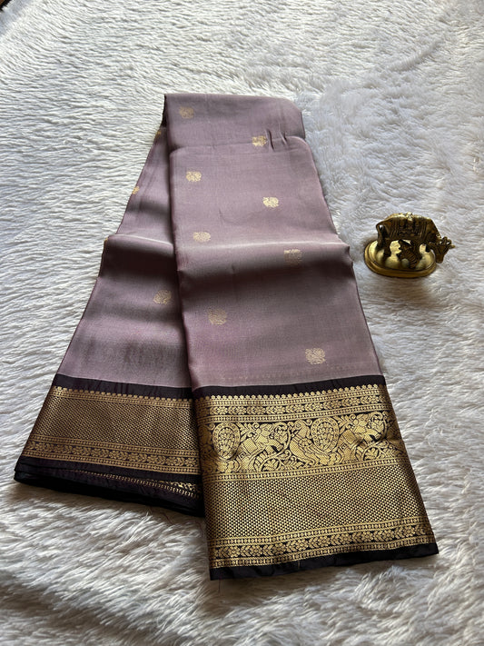 Half Pattu (2D) : Light Lavender-deep brown
