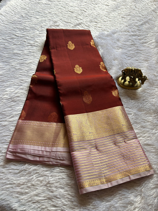 Half Pattu (2D) : Dark maroon-lilac
