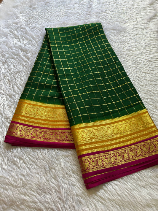 Tulasi (3D) : Bottle green-yellow-pink