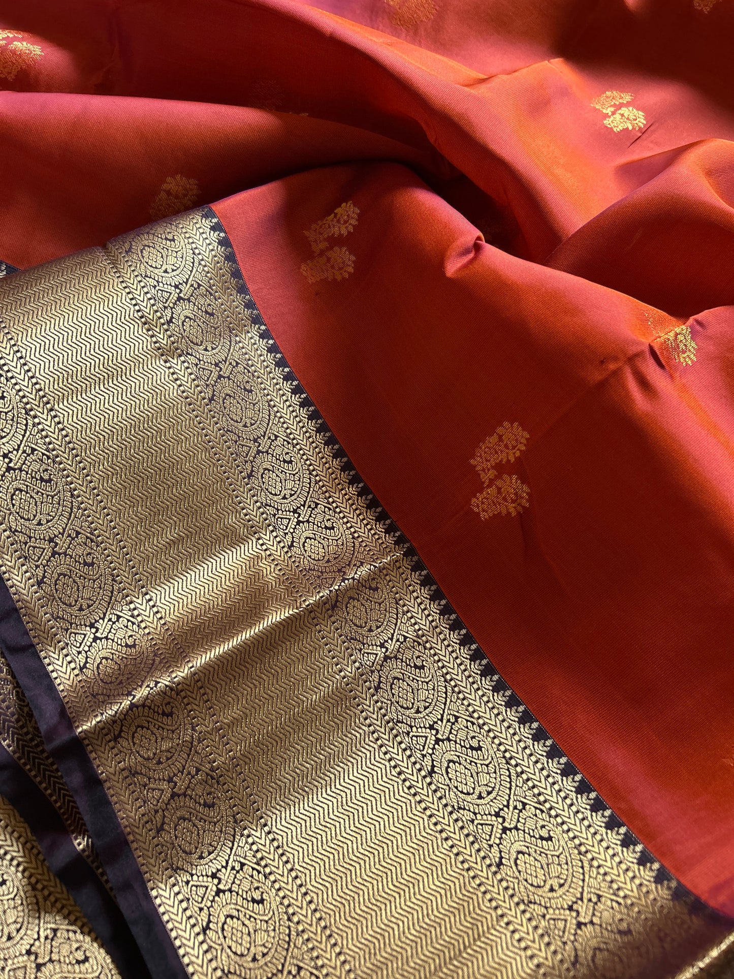 Half Pattu (2D) : Brick red-deep plum