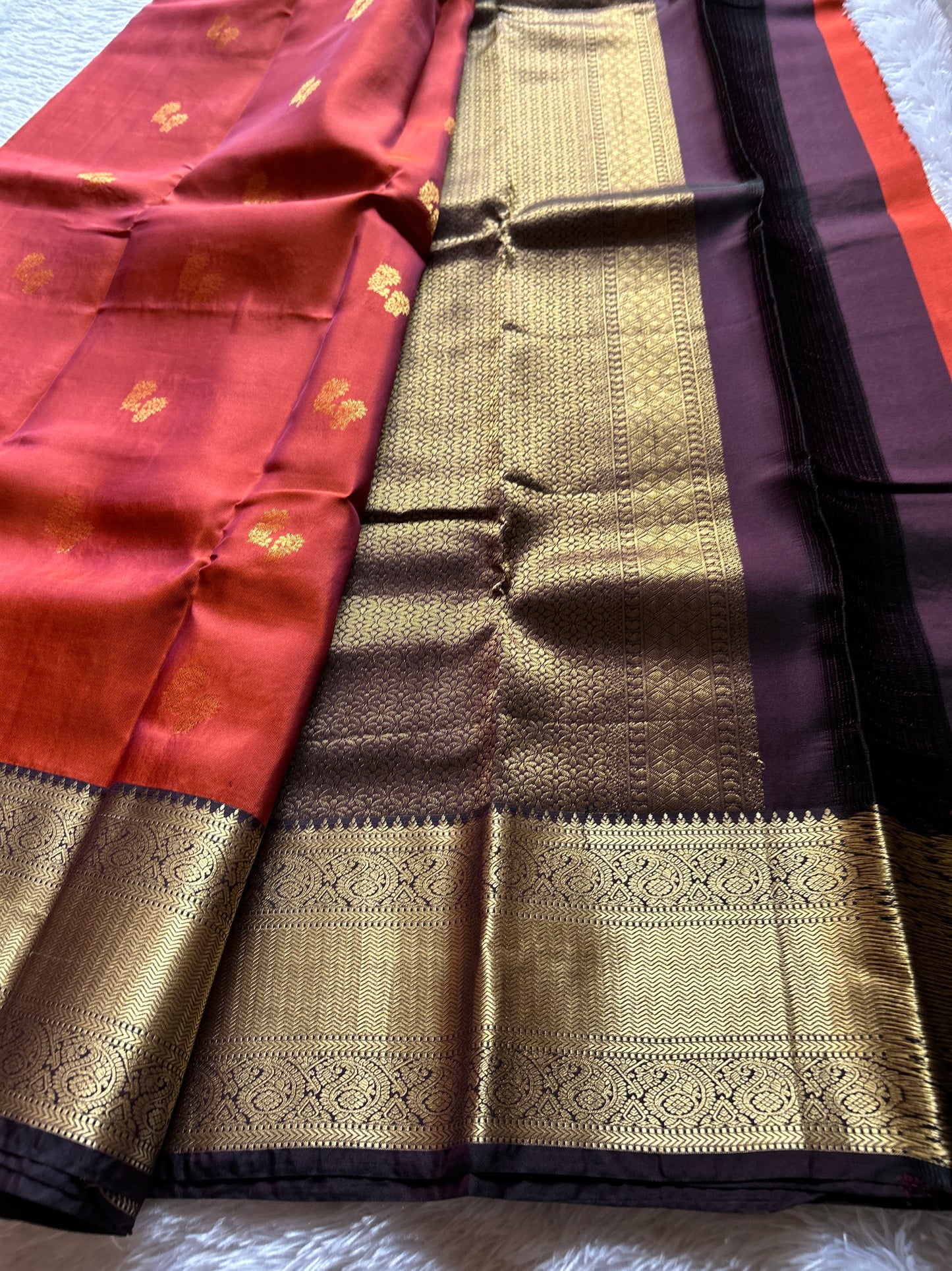 Half Pattu (2D) : Brick red-deep plum