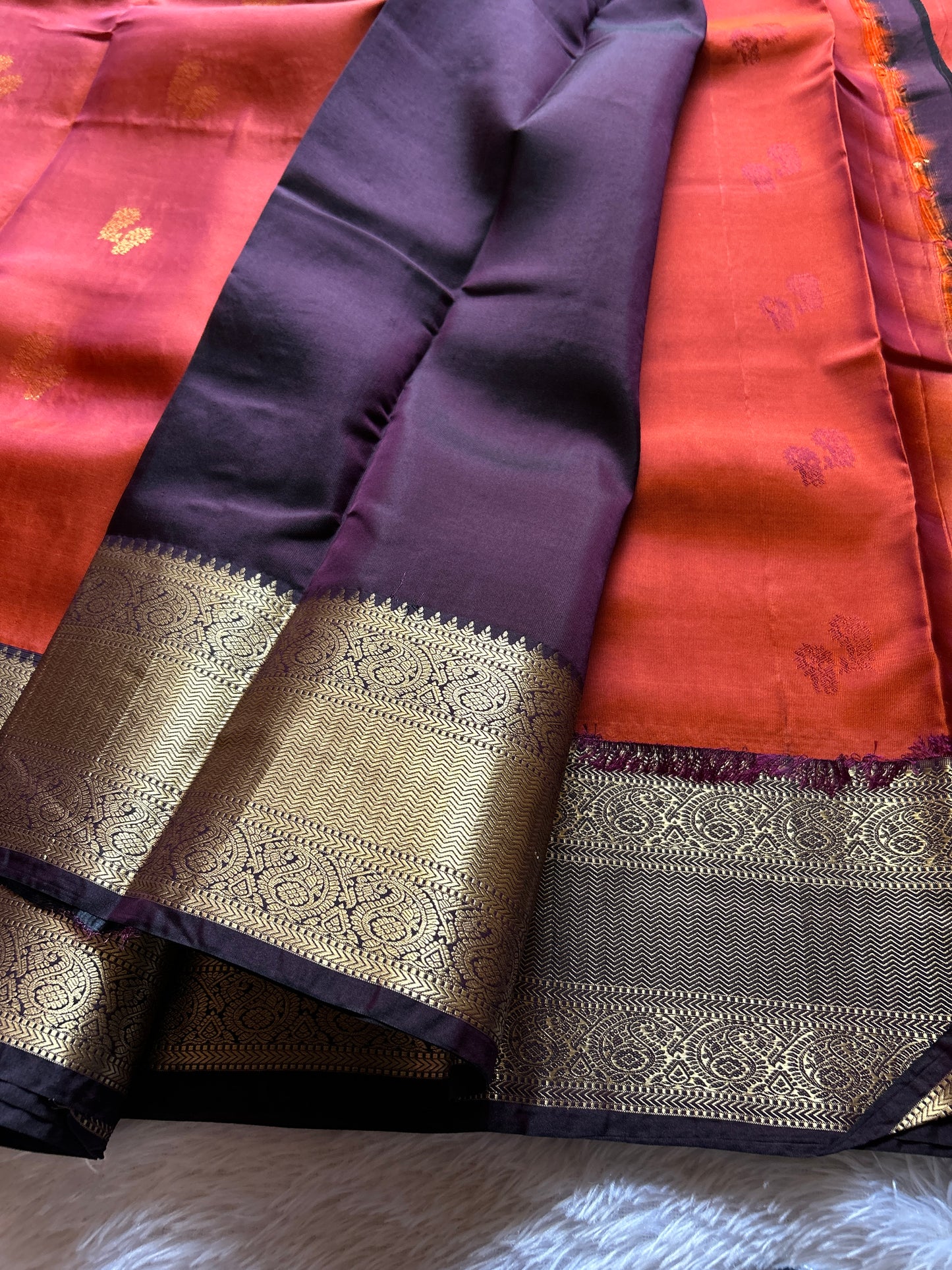 Half Pattu (2D) : Brick red-deep plum