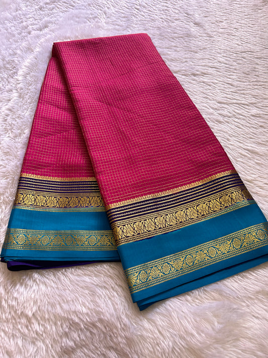 Gayatri (3D) : Pink-navy blue-ananda blue