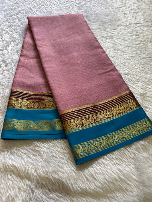 Gayatri (3D) : Light pink-brown-ananda blue