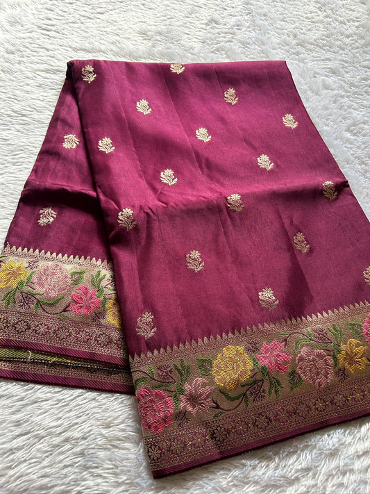 Soft Paithani : Solid Wine