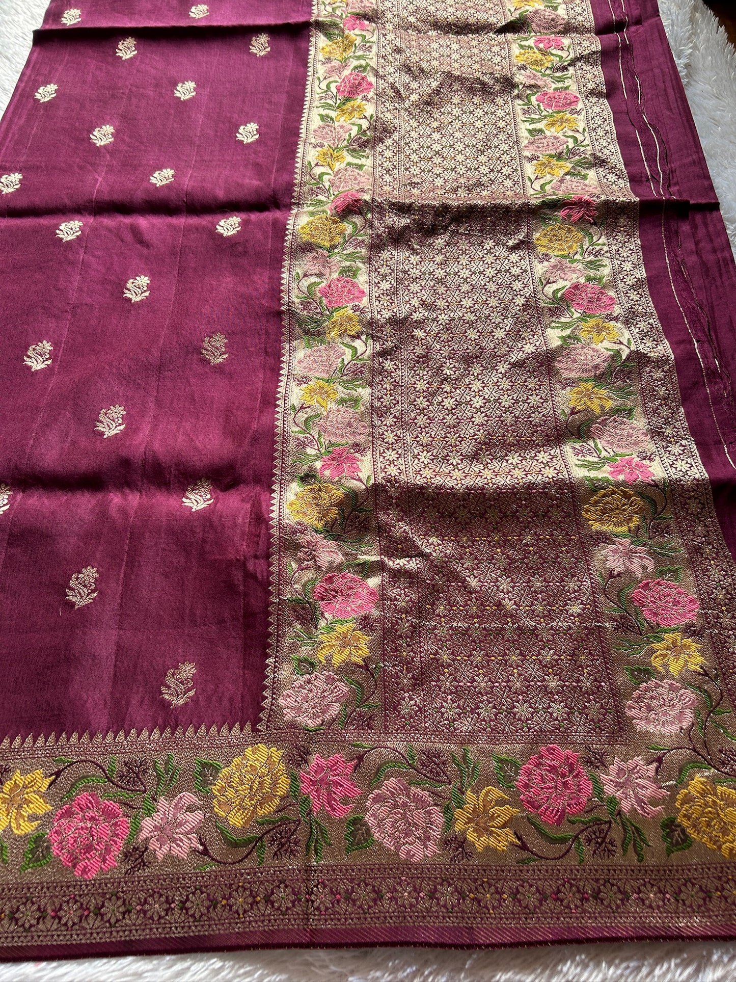 Soft Paithani : Solid Wine