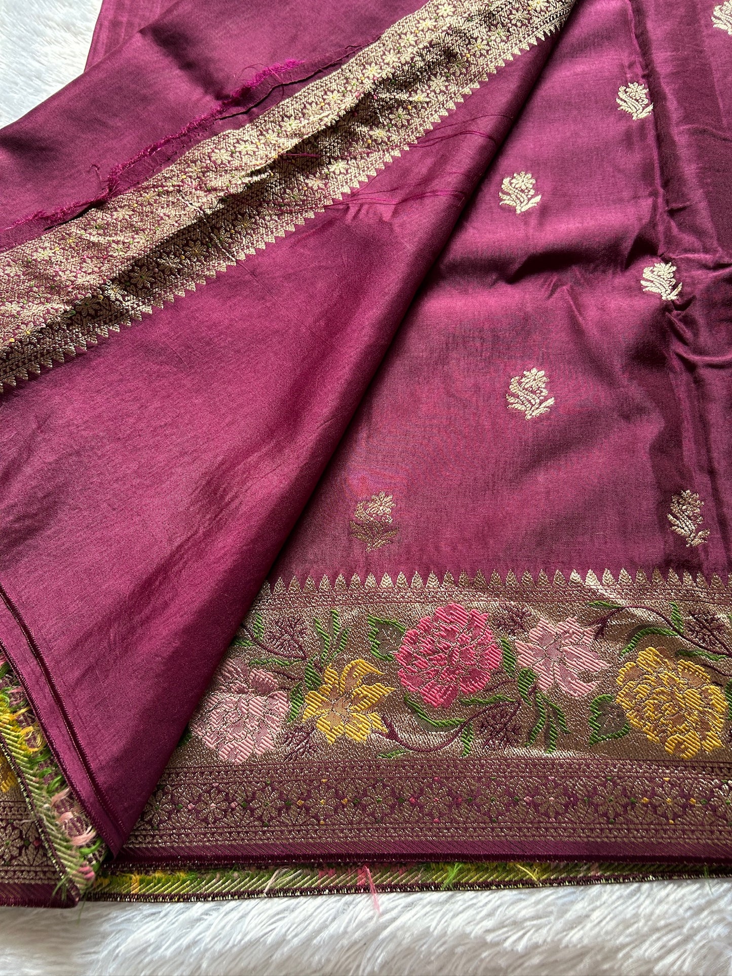 Soft Paithani : Solid Wine