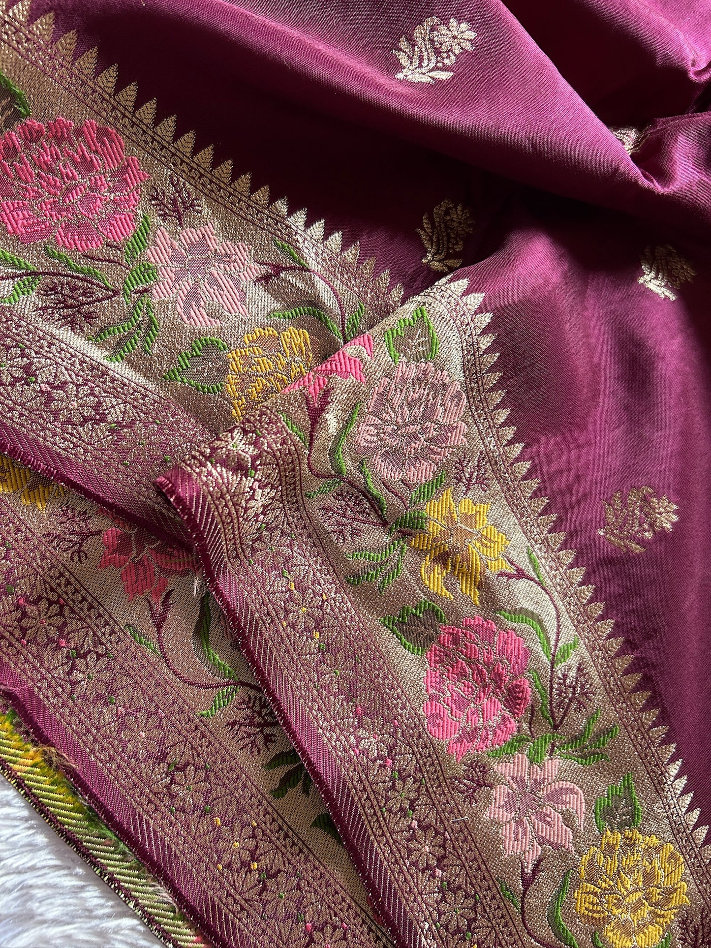 Soft Paithani : Solid Wine