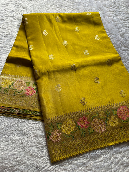 Soft Paithani : Solid Olive