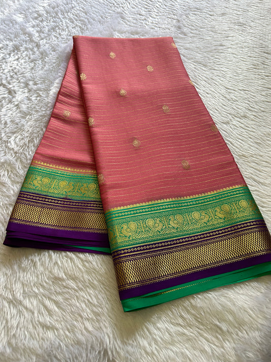 Amulya (3D) : Peach-green-purple