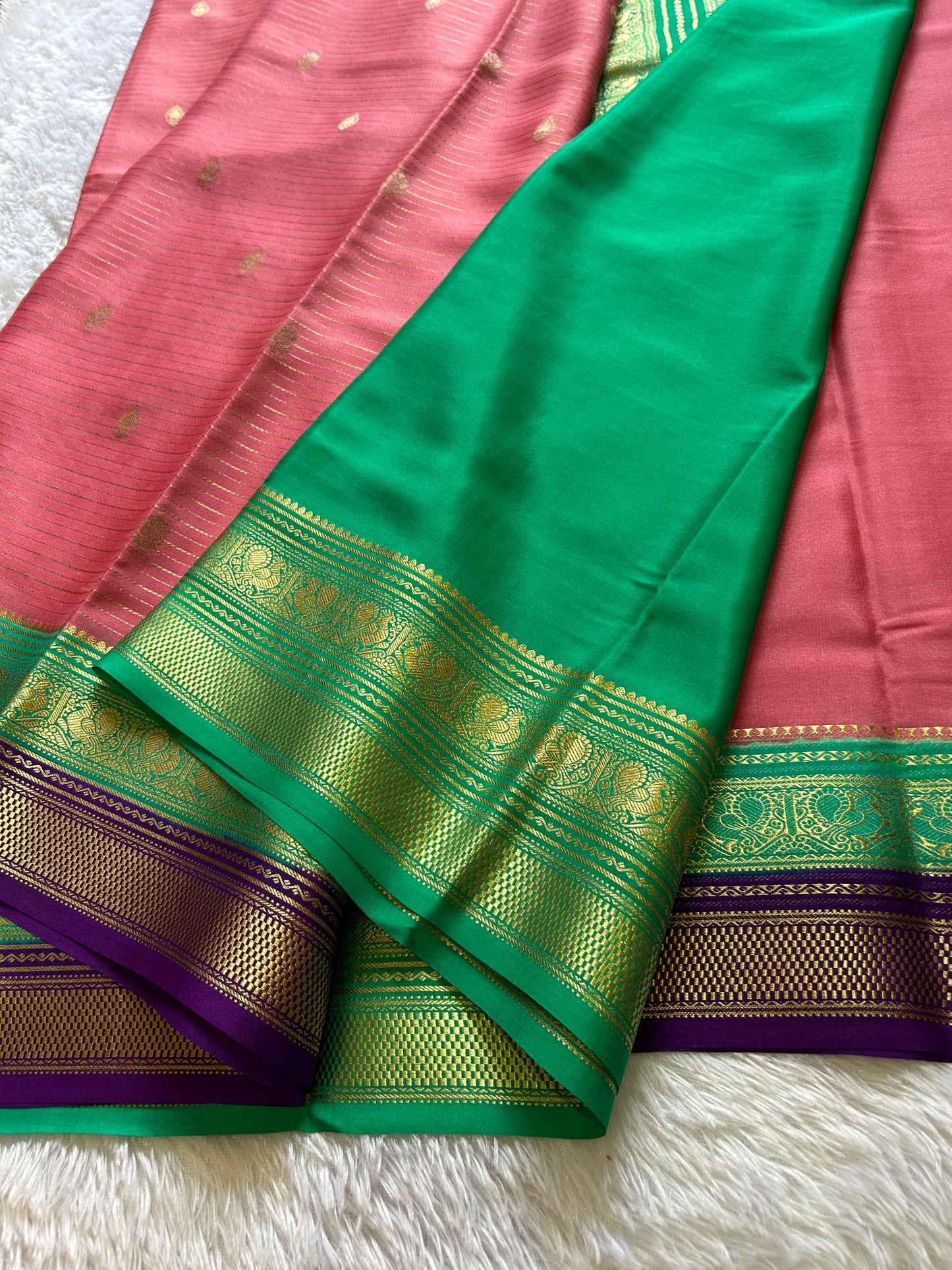 Amulya (3D) : Peach-green-purple