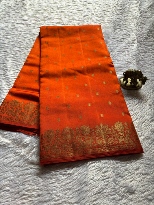 Banarasi Chiniya : Solid Dark orange