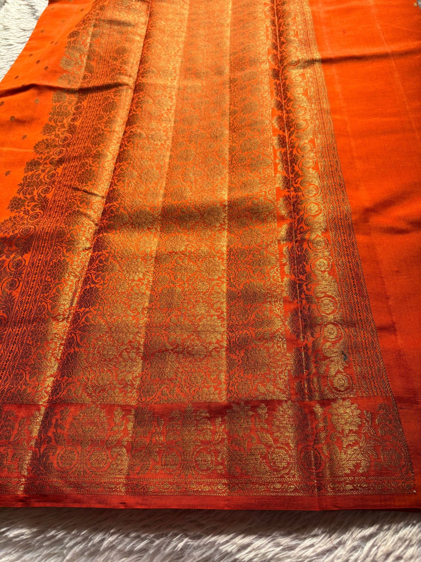 Banarasi Chiniya : Solid Dark orange