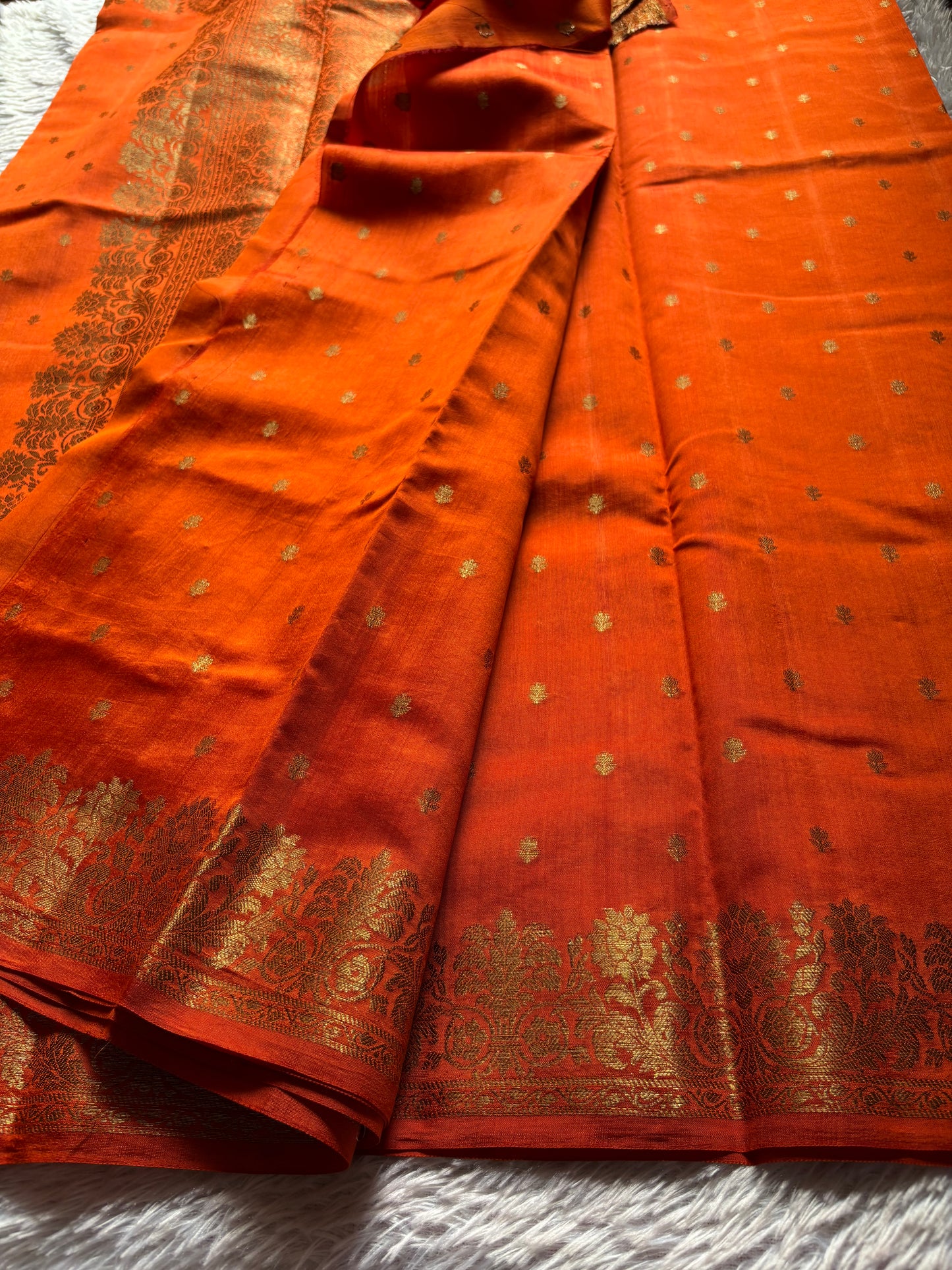 Banarasi Chiniya : Solid Dark orange