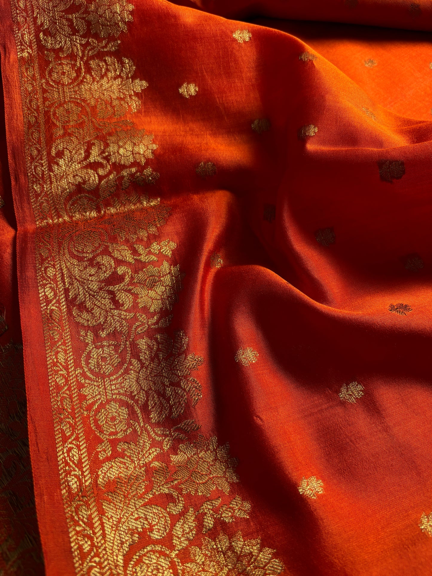 Banarasi Chiniya : Solid Dark orange