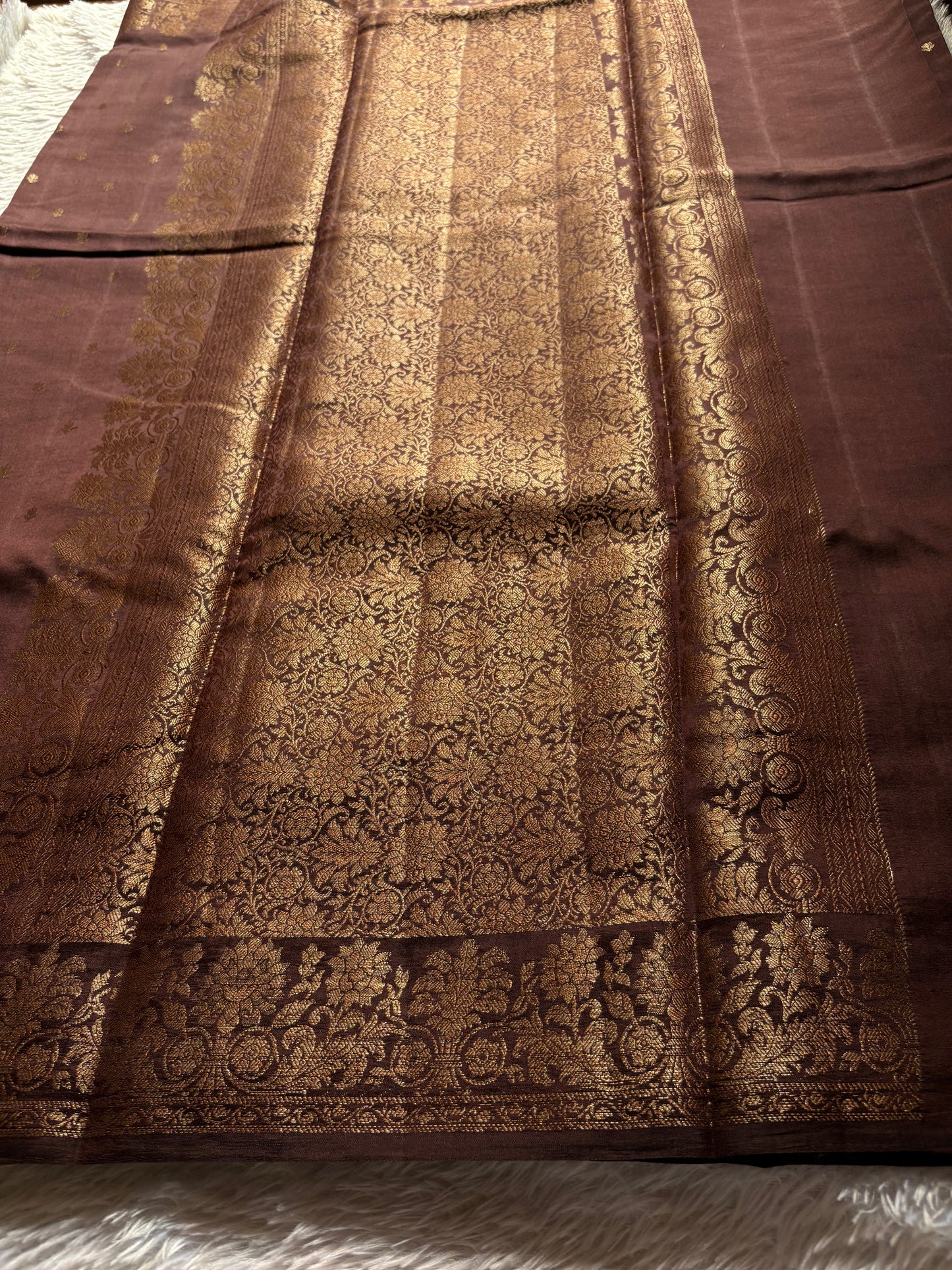 Banarasi Chiniya : Solid Chocolate brown