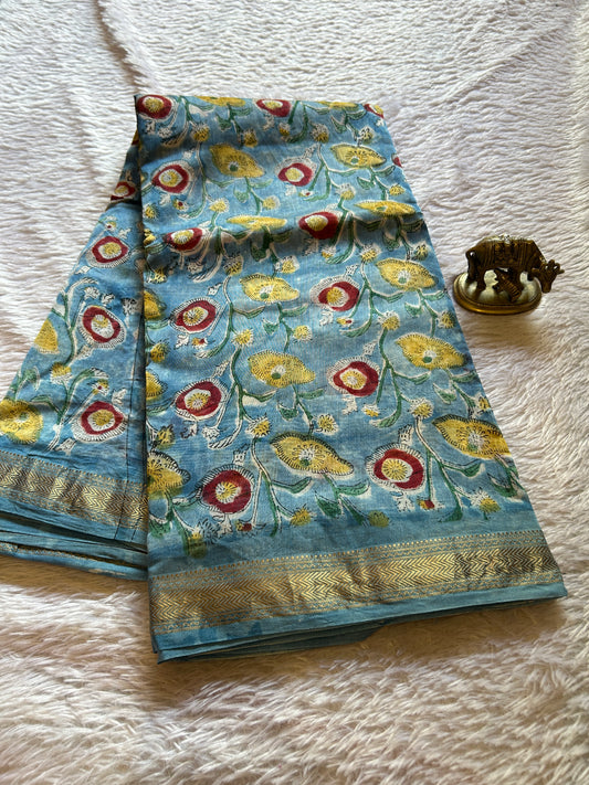 Maheshwari (2D) : Sky blue-off white