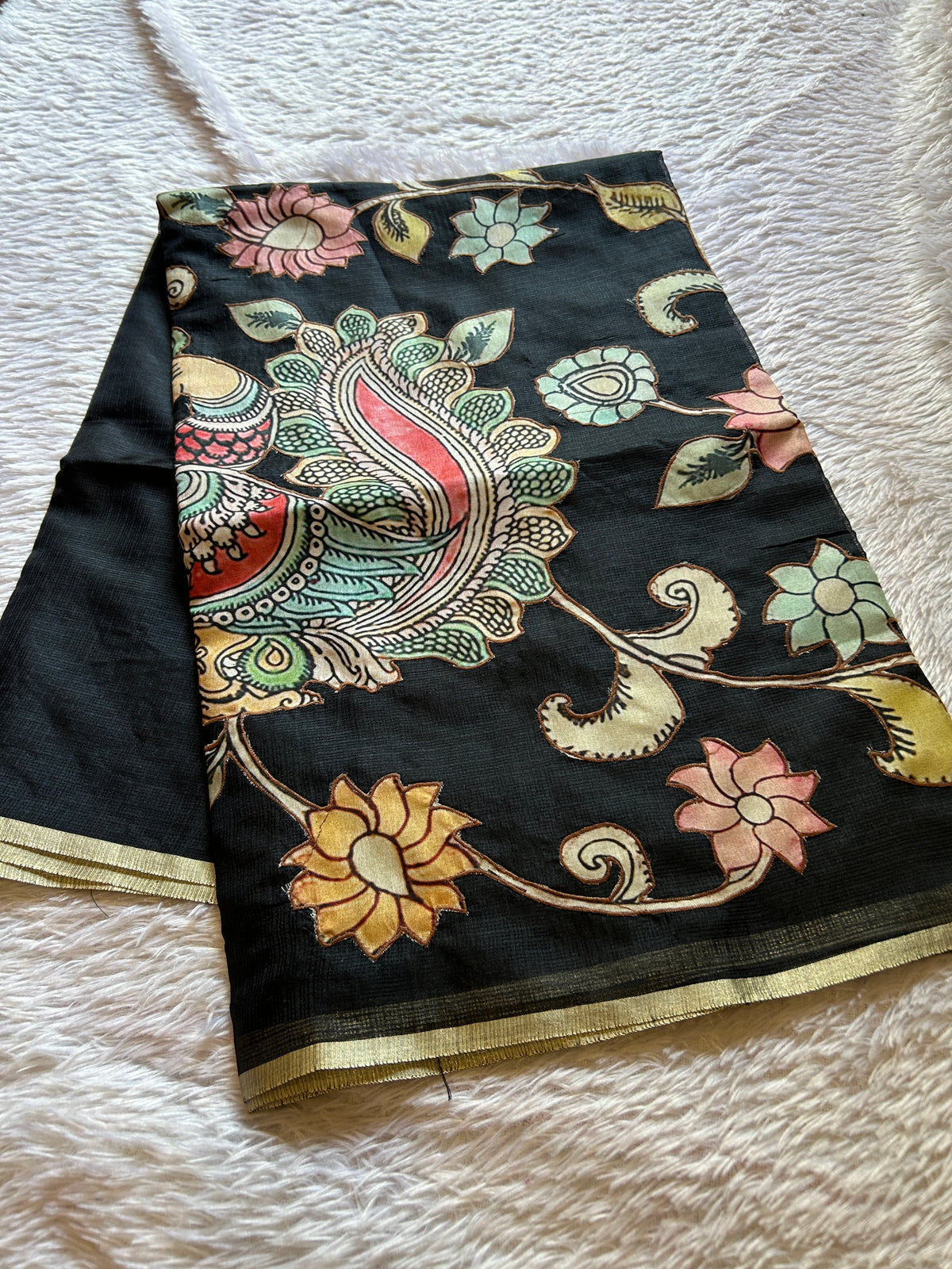 SS124 : Kalamkari Peacock Black