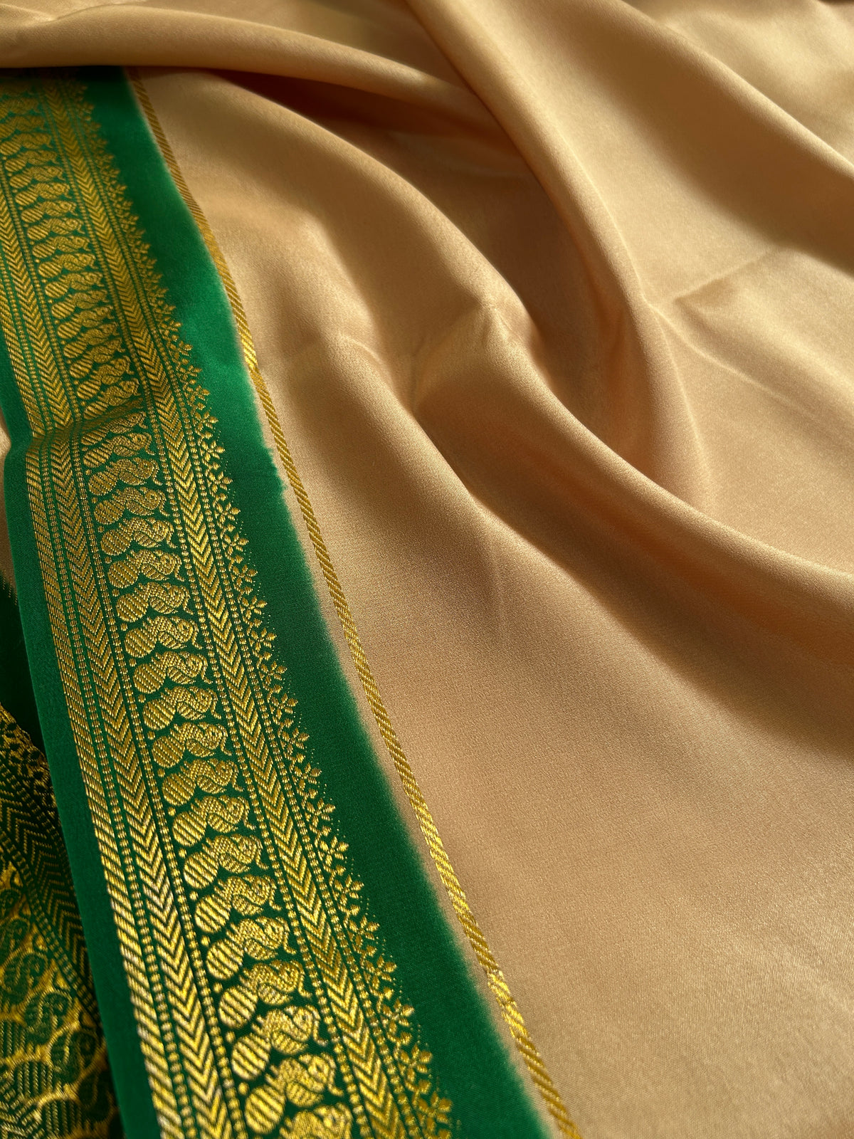 Mayuri (2D) : Chikoo beige-bottle green