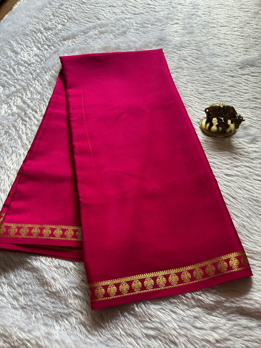 Pure CSS Zari Mysore crepe silk : Pink