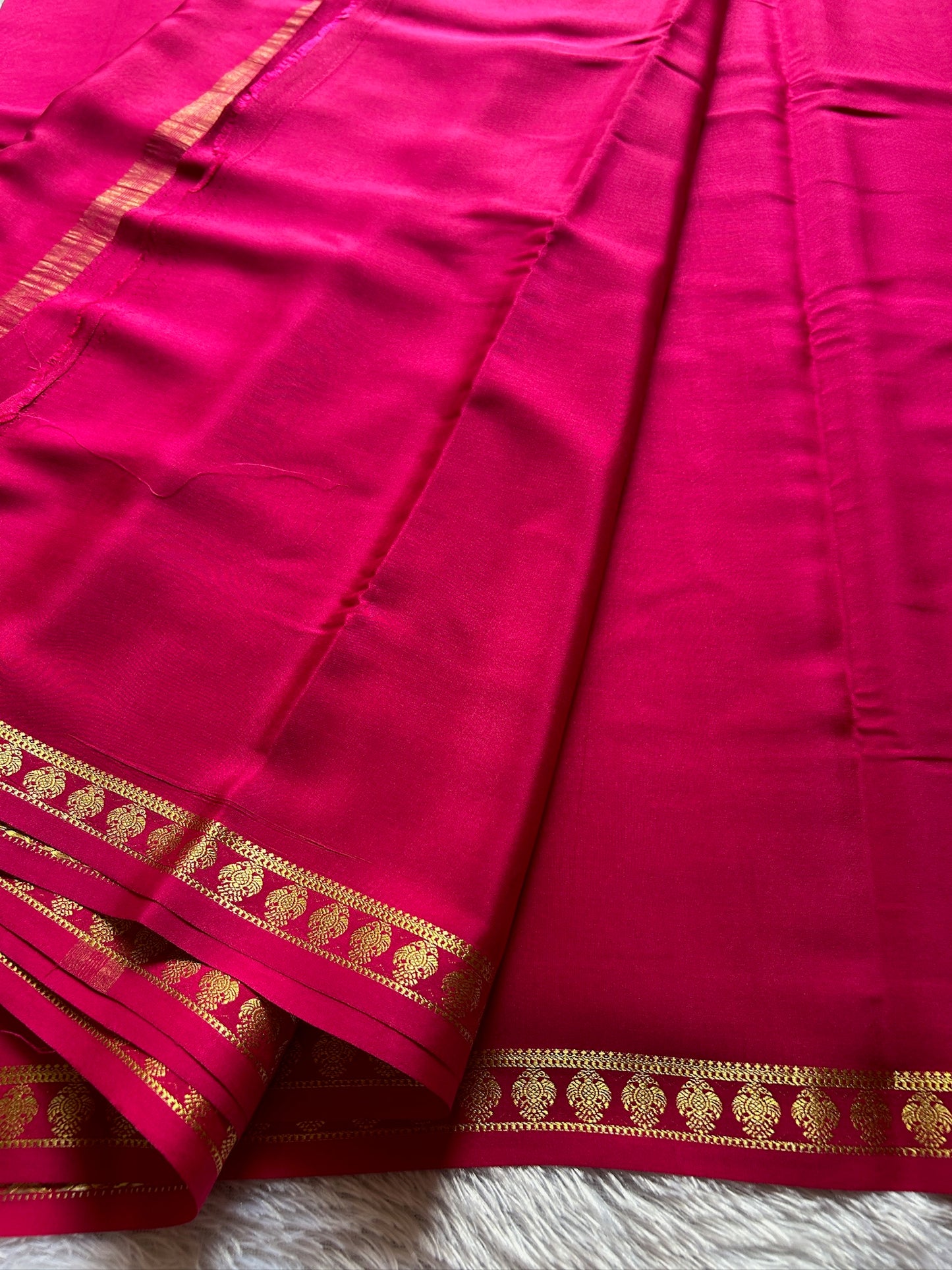 Pure CSS Zari Mysore crepe silk : Pink