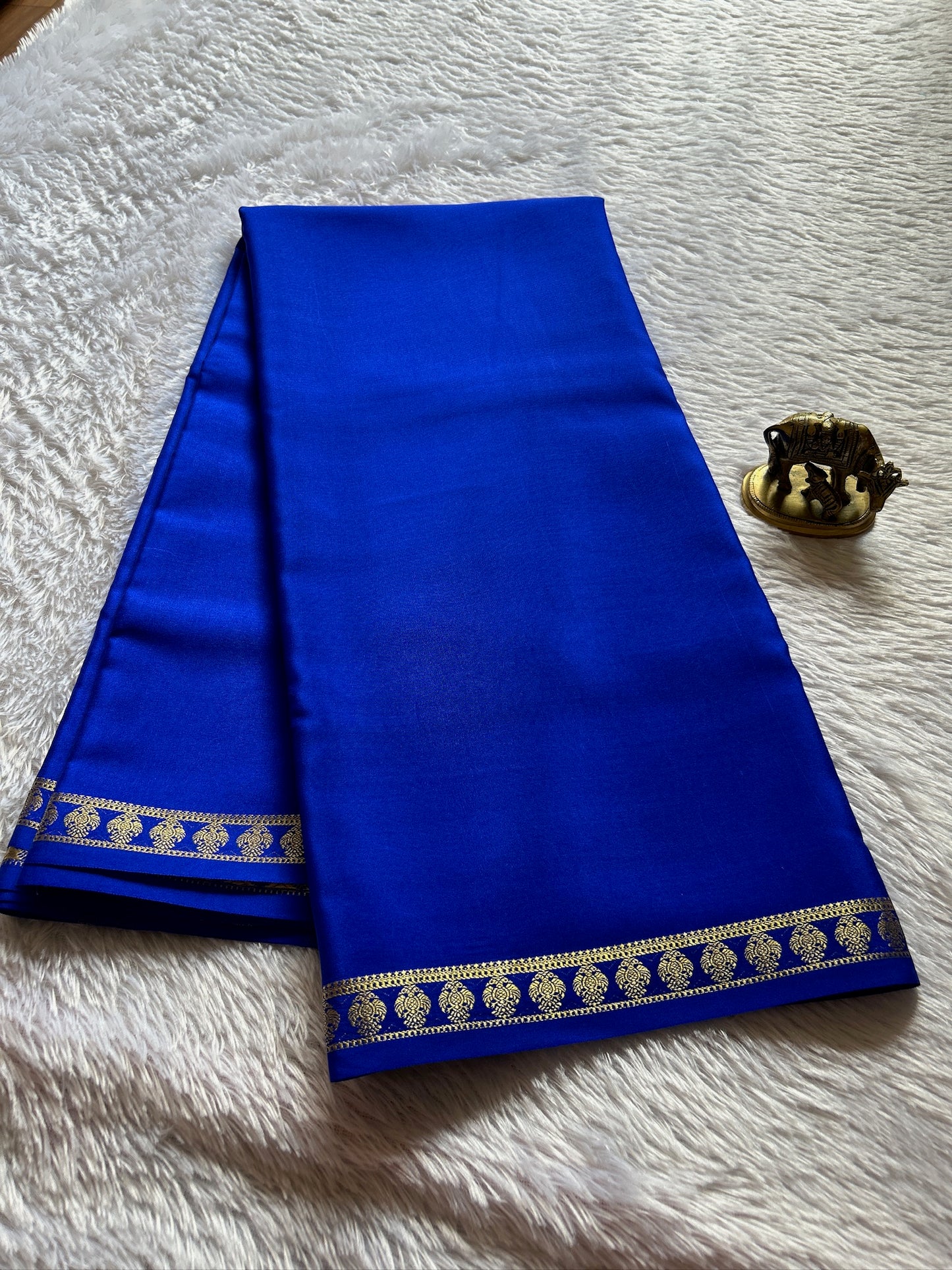 Pure CSS Zari Mysore crepe silk : Royal blue