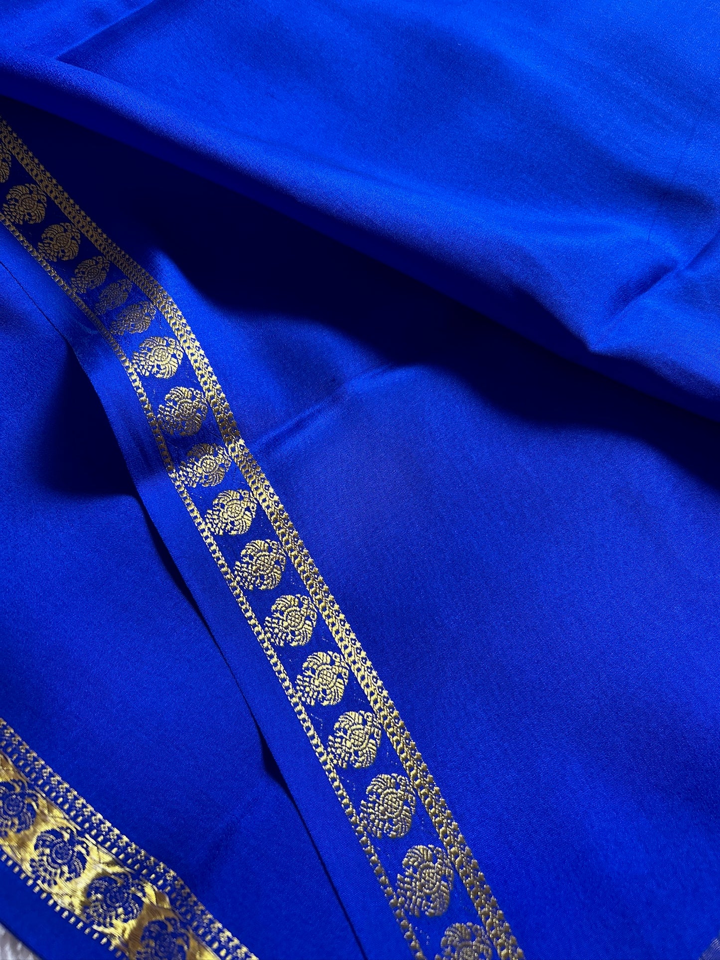 Pure CSS Zari Mysore crepe silk : Royal blue