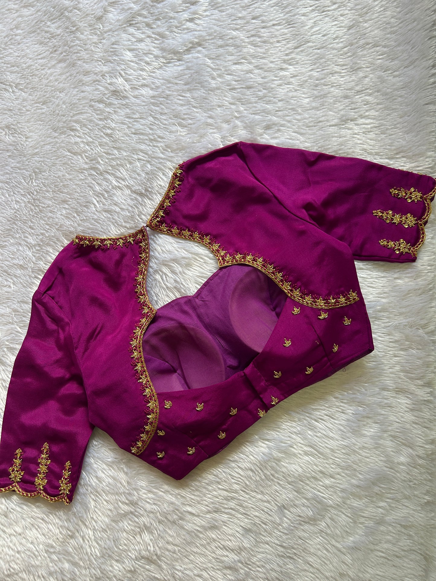 Magenta Hand Embroidered Blouse