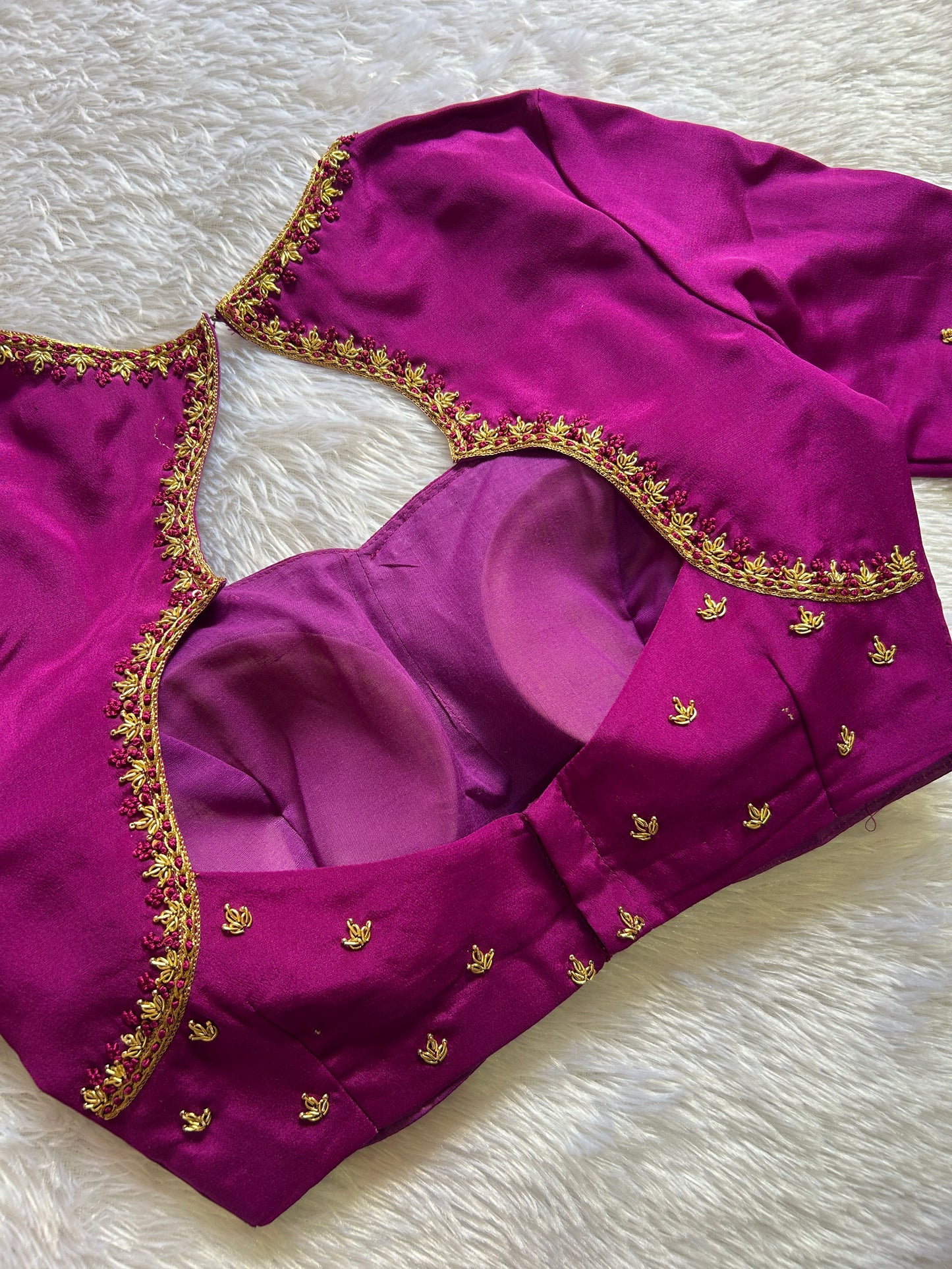Magenta Hand Embroidered Blouse