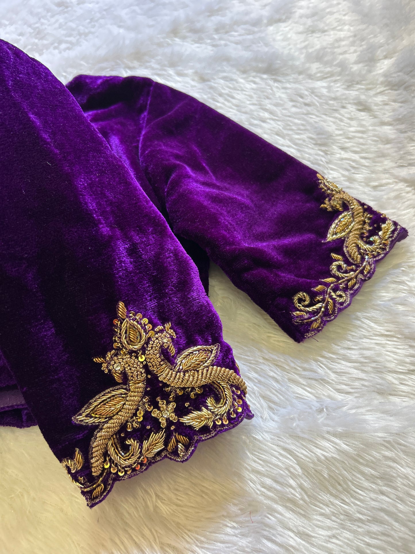 Dark Purple Hand Embroidered Blouse