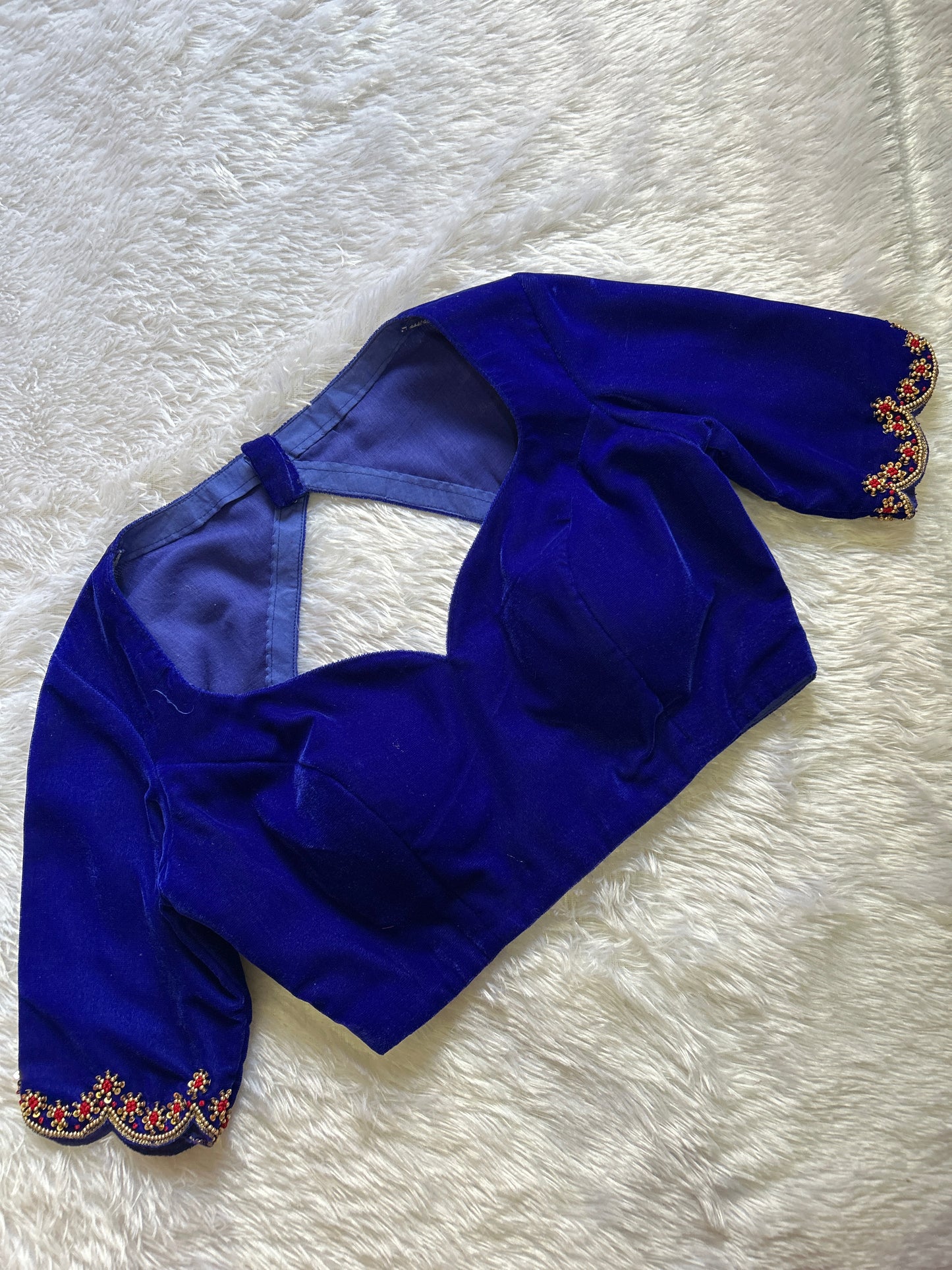 Dark Blue Hand Embroidered Blouse