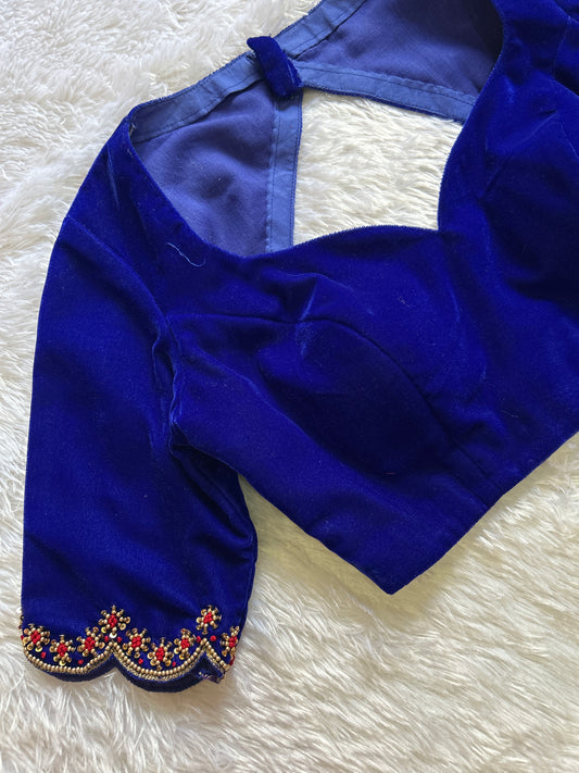 Dark Blue Hand Embroidered Blouse
