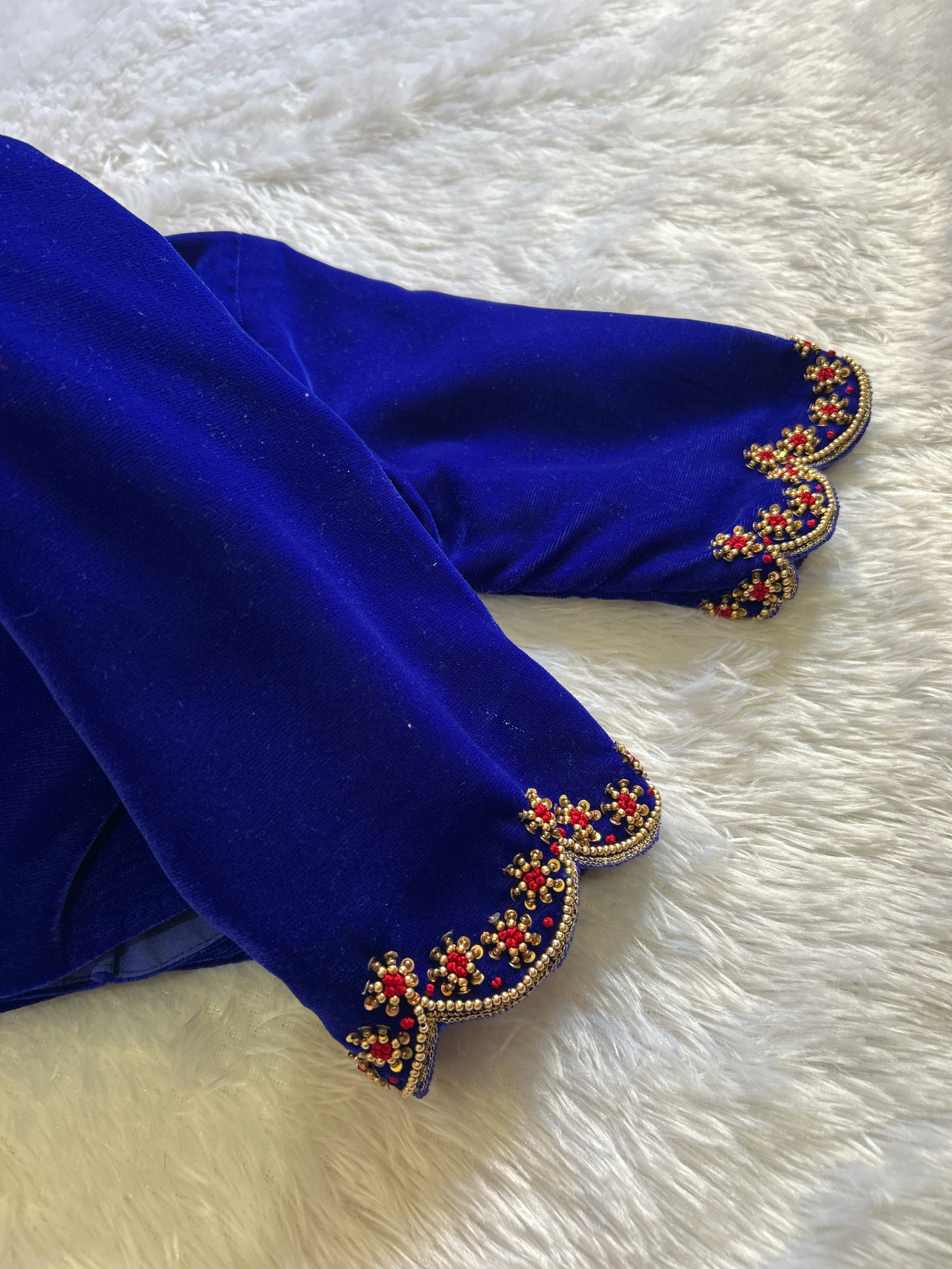 Dark Blue Hand Embroidered Blouse