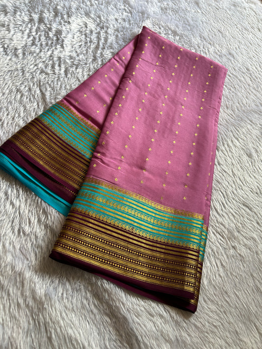 Manasa (3D) : Rose pink-ananda blue-maroon