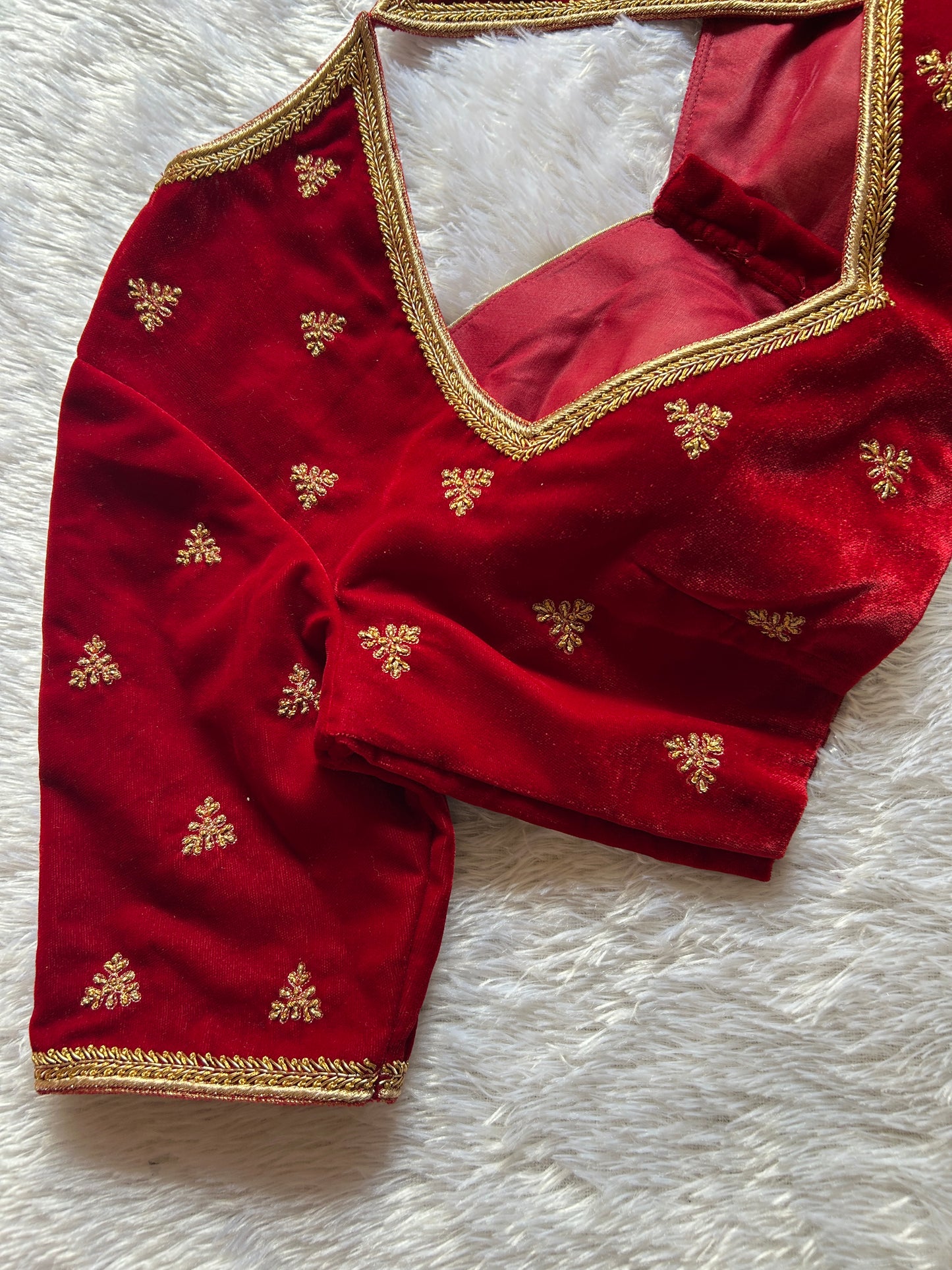 Red Velvet Hand Embroidered Blouse