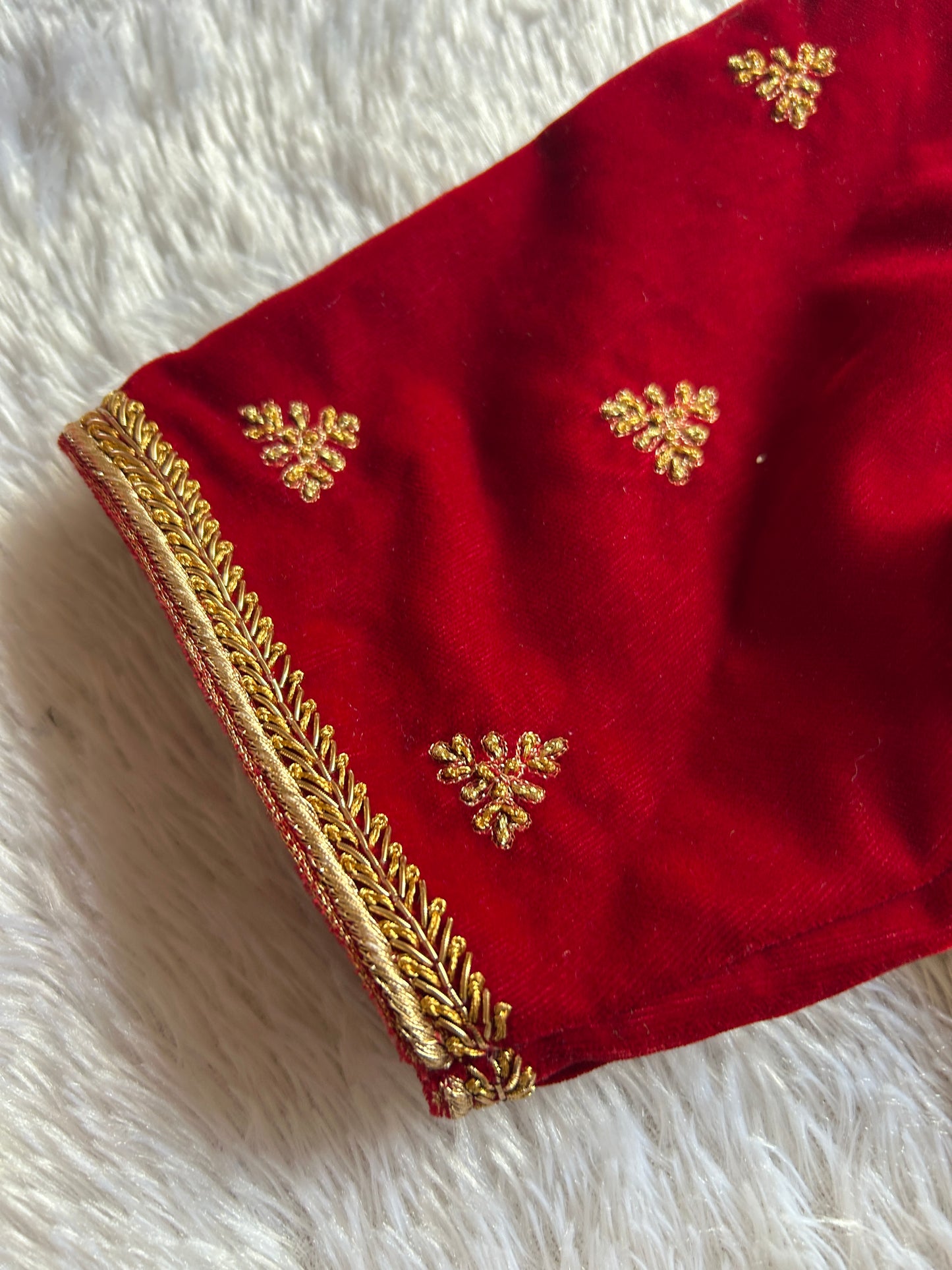 Red Velvet Hand Embroidered Blouse