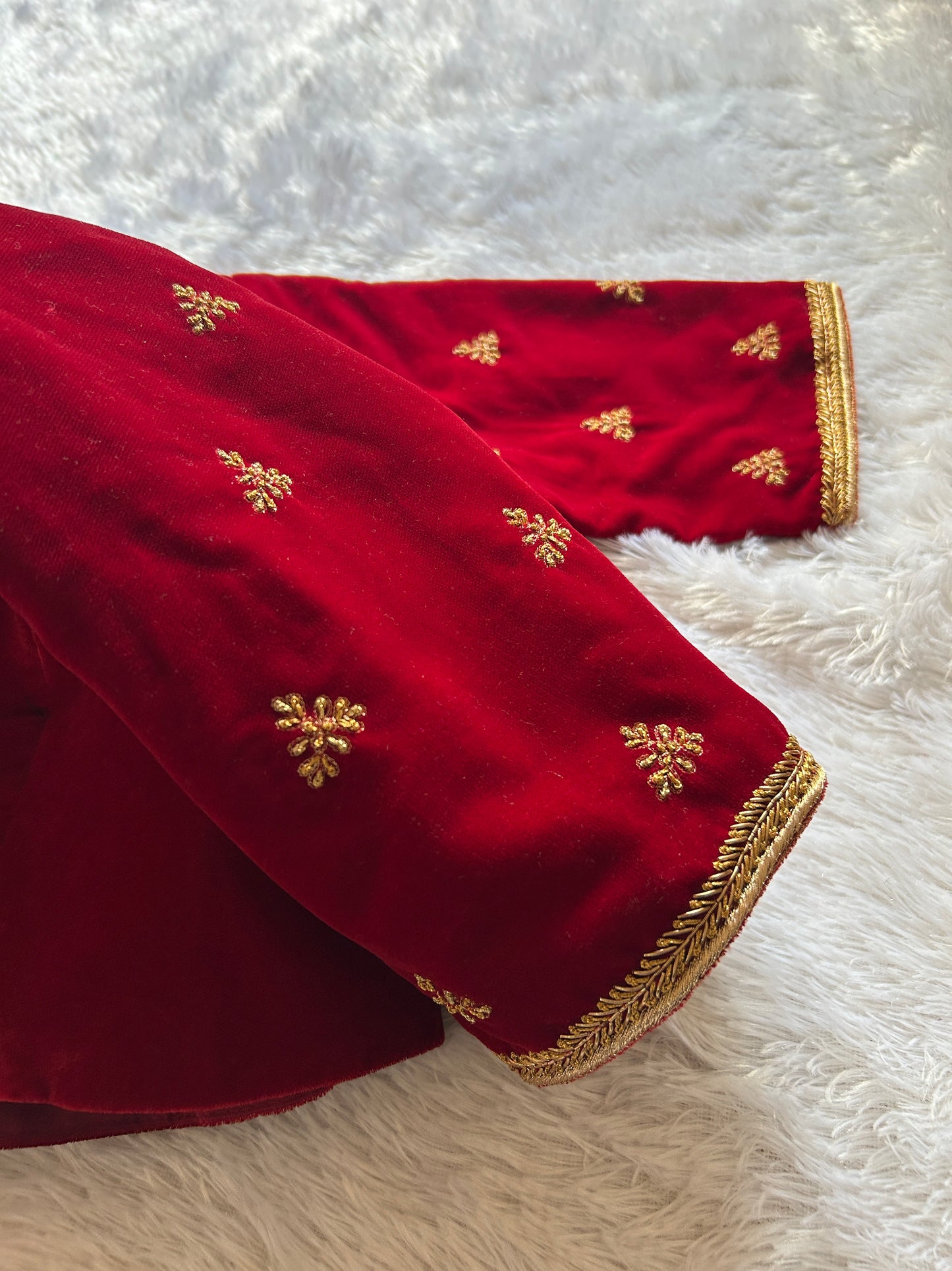 Red Velvet Hand Embroidered Blouse