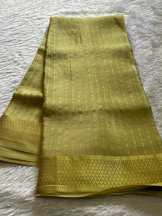 Light Olive pure Mysore crepe silk