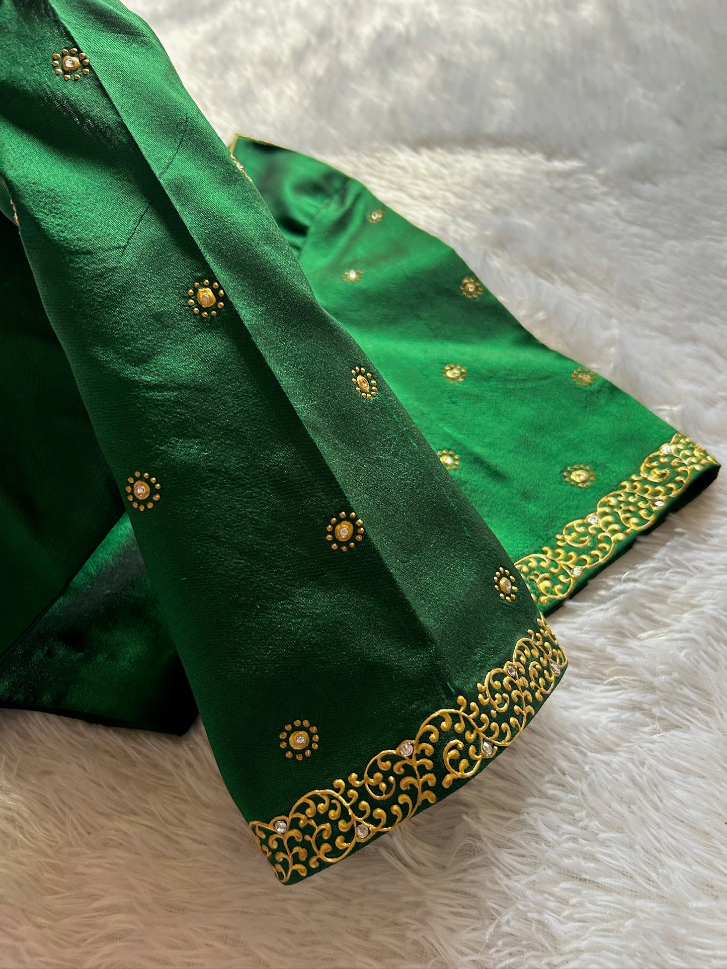 Dark Green Hand Painted Blouse