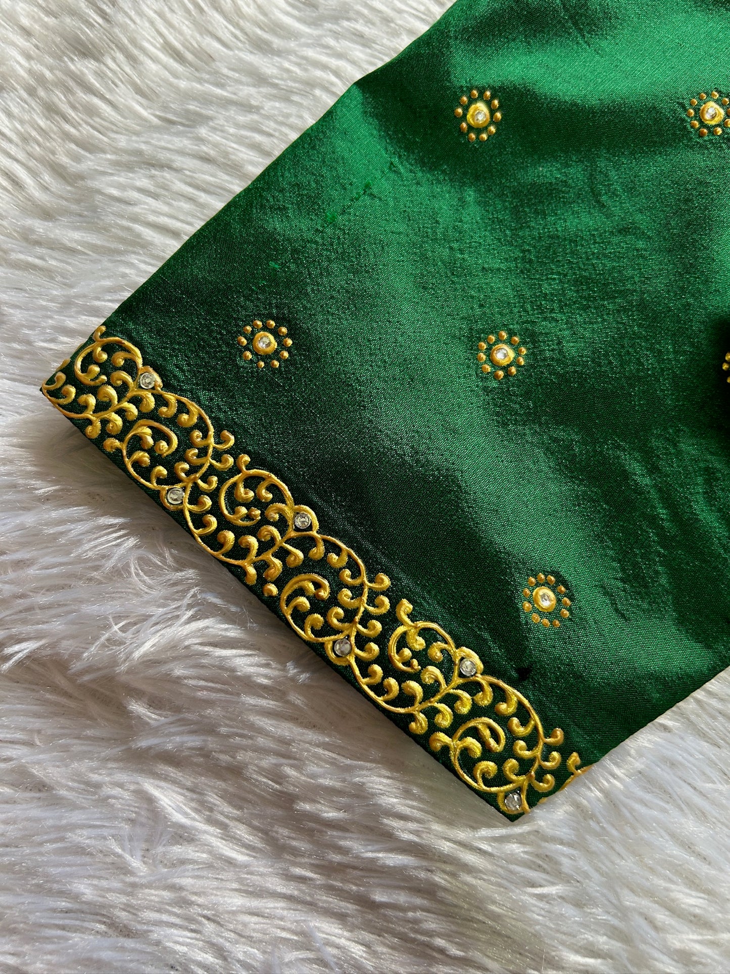 Dark Green Hand Painted Blouse